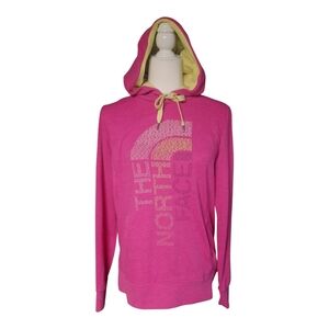 The North Face Pink Hoodie with Yellow Accents